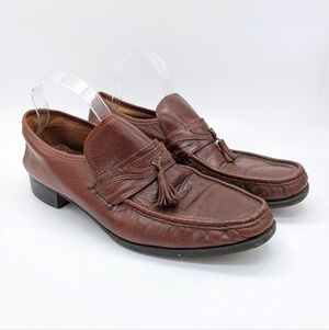 Freeman brown leather tassel loafer 12